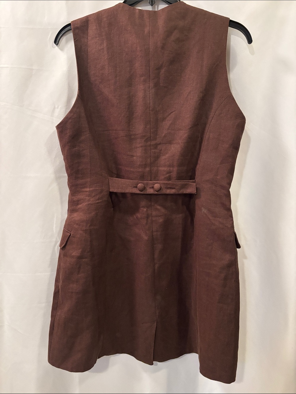 Faithfull Brown Linen Blend Dress with Buttons - size 10 - Picture 6 of 15